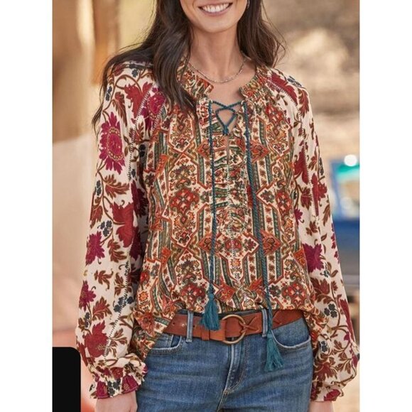 Sundance Beauties Grand Top Womens Size M Floral Mixed Print - Picture 11 of 16